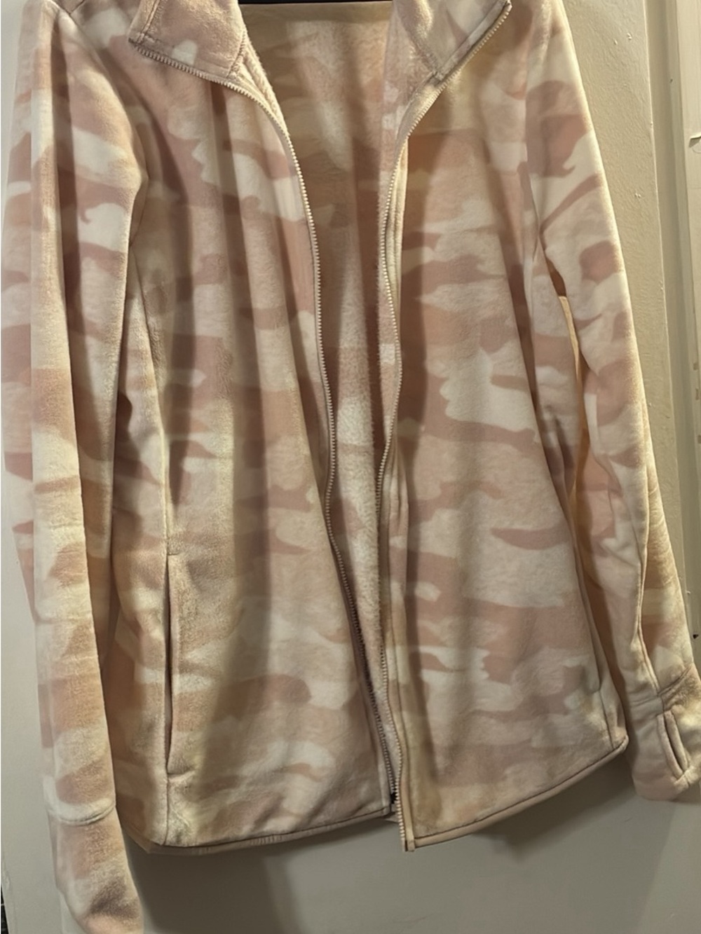 Old Navy Pink & Cream Camo Teddy Fleece Jacket